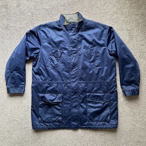 Nike Jacket Mens XL Full Zip Mock Neck Blue Coat Winter Outdoor Vtg Nylon